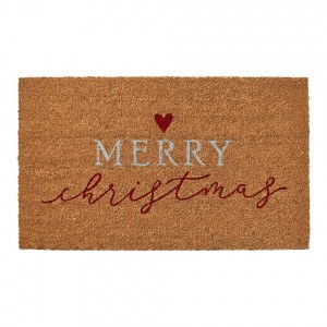 Hnědá kokosová rohožka Merry Christmas - 75*45*1 cm