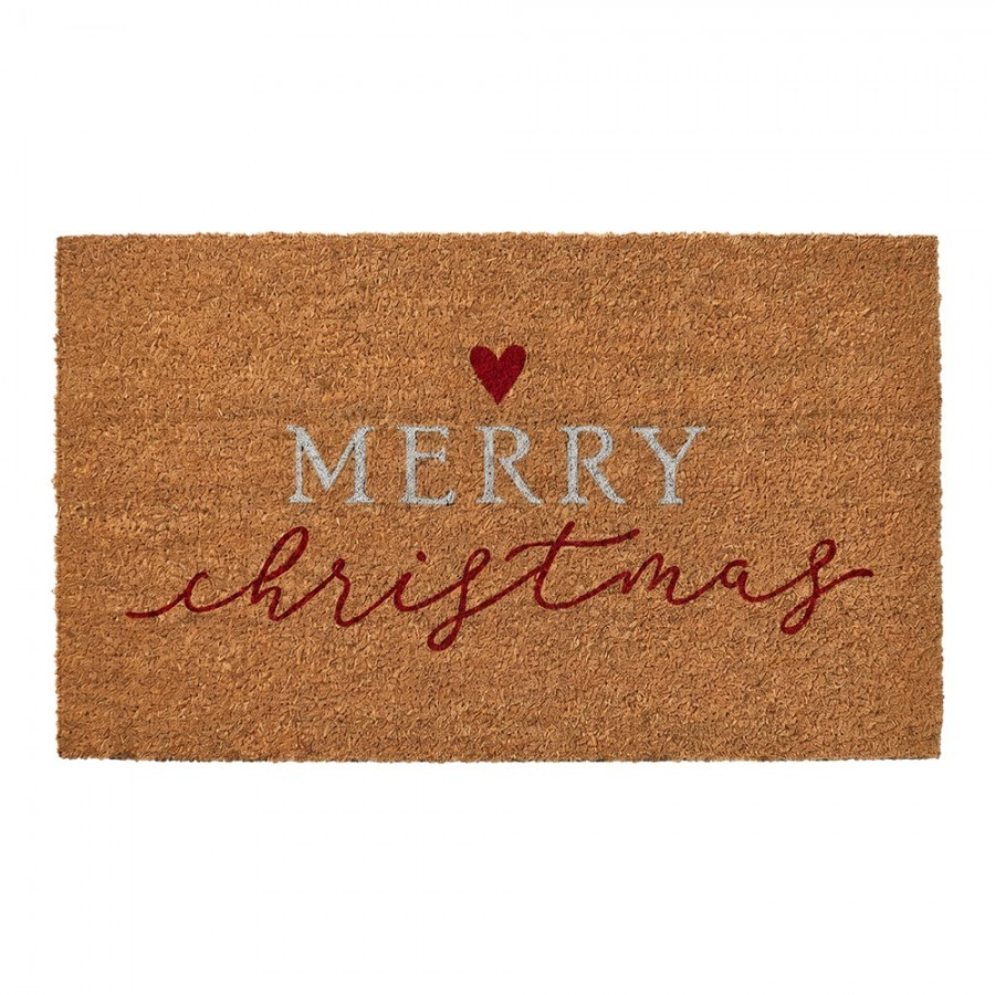 Hnědá kokosová rohožka Merry Christmas - 75*45*1 cm