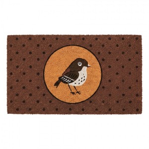Hnědá kokosová rohožka s ptáčkem Bird - 75*45*1 cm