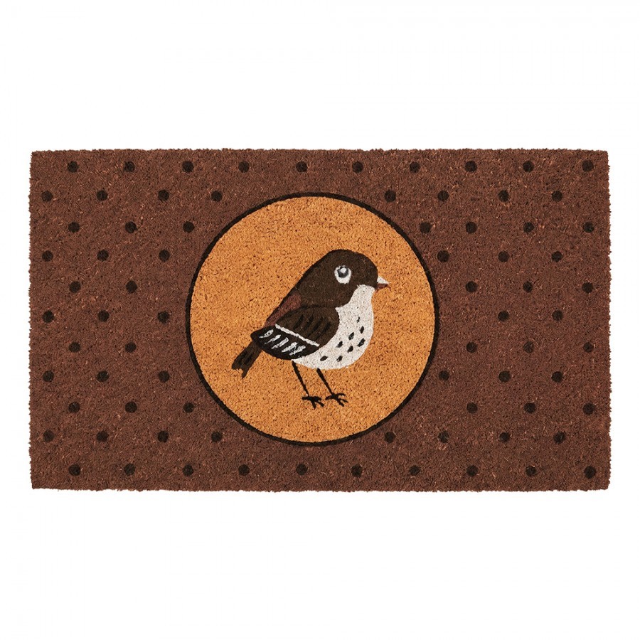 Hnědá kokosová rohožka s ptáčkem Bird - 75*45*1 cm
