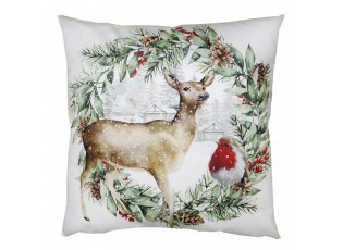 Decorative Cushion 45x45 Cm Beige Polyester Christmas Cushion Cover With Cushion Filling - 4.0 cm