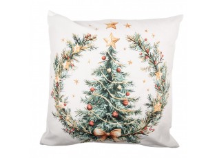 Decorative Cushion 45x45 Cm Beige Polyester Christmas Tree Cushion Cover With Cushion Filling - 4.0 cm