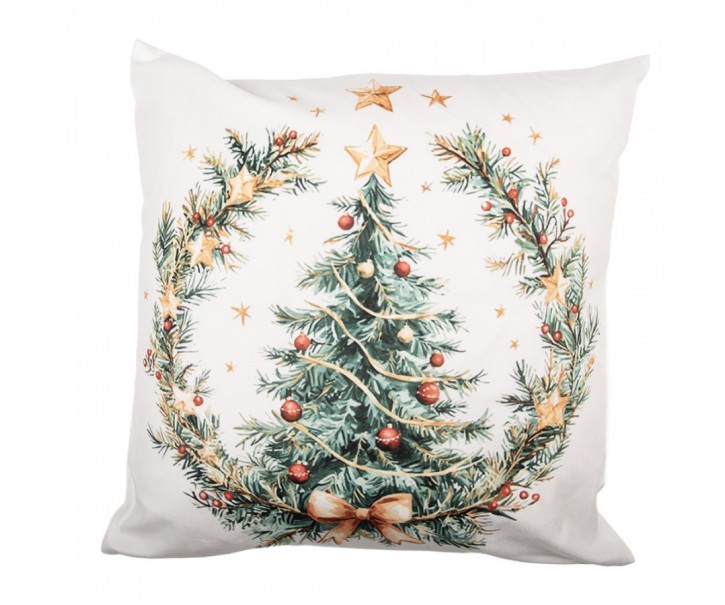 Decorative Cushion 45x45 Cm Beige Polyester Christmas Tree Cushion Cover With Cushion Filling - 4.0 cm Clayre & Eef