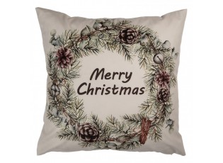 Decorative Cushion 45x45 Cm Beige Polyester Christmas Cushion Cover With Cushion Filling - 4.0 cm
