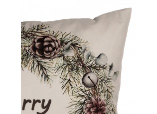 Decorative Cushion 45x45 Cm Beige Polyester Christmas Cushion Cover With Cushion Filling - 4.0 cm