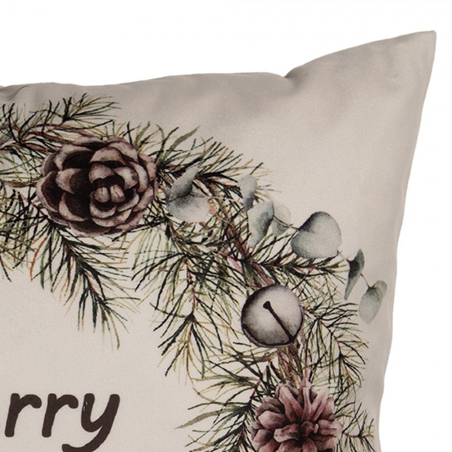 Decorative Cushion 45x45 Cm Beige Polyester Christmas Cushion Cover With Cushion Filling - 4.0 cm