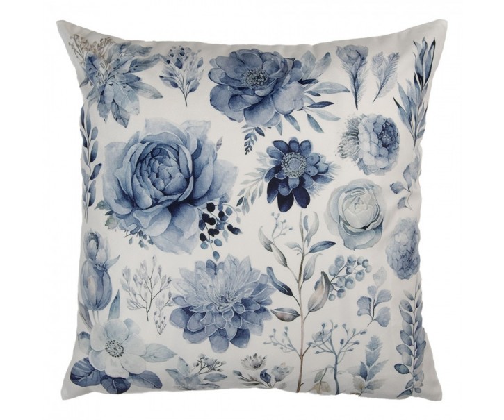 Decorative Cushion 45x45 Cm White Polyester Flowers Cushion Cover With Cushion Filling - 4.0 cm Clayre & Eef