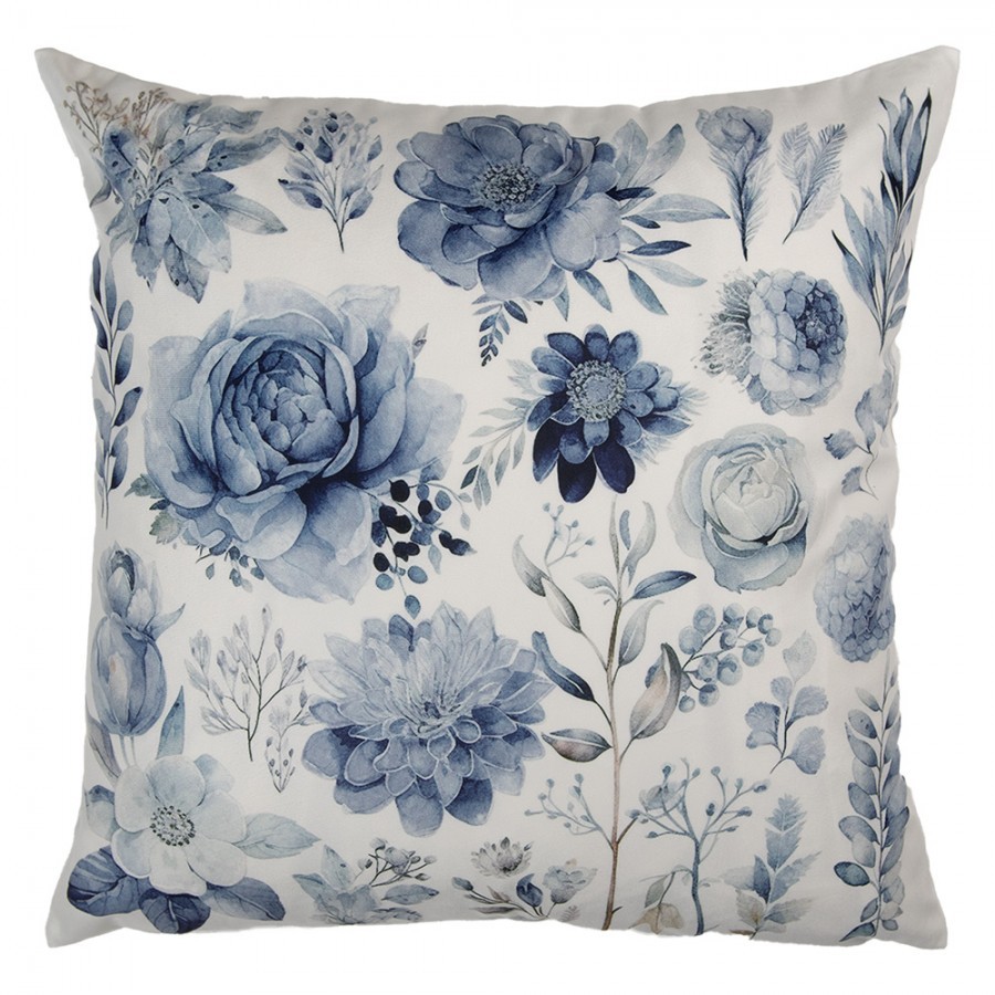 Decorative Cushion 45x45 Cm White Polyester Flowers Cushion Cover With Cushion Filling - 4.0 cm