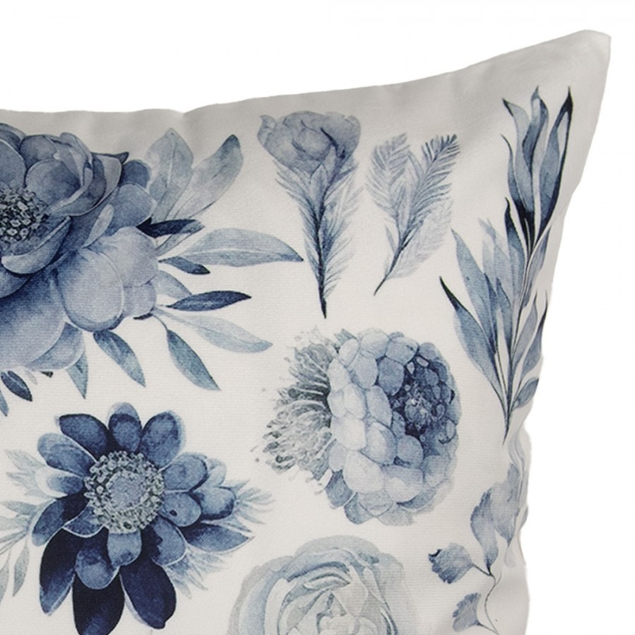 Decorative Cushion 45x45 Cm White Polyester Flowers Cushion Cover With Cushion Filling - 4.0 cm