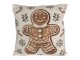 Decorative Cushion Beige Synthetic Christmas Cushion Cover With Cushion Filling - 45*45*4 cm Clayre & Eef