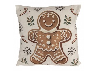 Decorative Cushion Beige Synthetic Christmas Cushion Cover With Cushion Filling - 45*45*4 cm