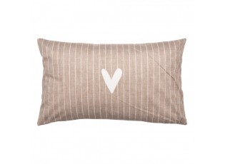 Decorative Cushion Brown Synthetic Heart Cushion Cover With Cushion Filling - 30*50*4 cm