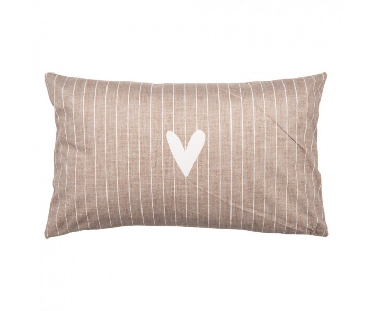 Decorative Cushion Brown Synthetic Heart Cushion Cover With Cushion Filling - 30*50*4 cm Clayre & Eef
