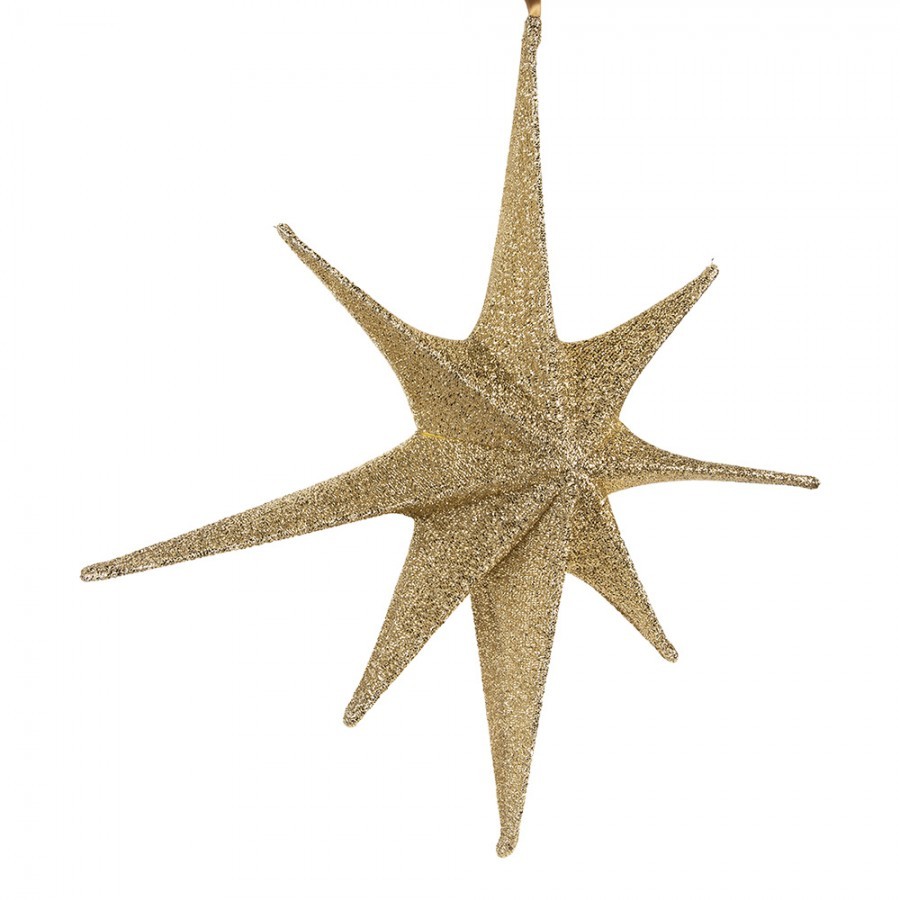 Christmas Ornament Star 125x10x125 Cm Gold Colored Paper Decorative Pendant - 125.0 cm Clayre & Eef Christmas Ornament Star 125x10x125 Cm Gold Colored Paper Decorative Pendant - 125.0 cm Clayre & Eef