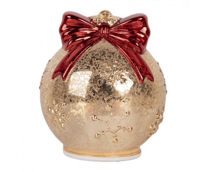 Christmas Decoration With LED Lighting Christmas Bauble ? 15x16 Cm Gold Colored Glass - ? 15*16 cm Clayre & Eef