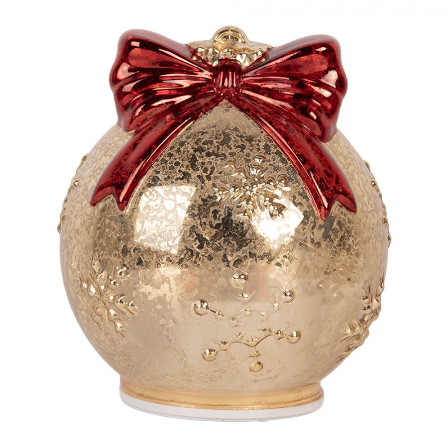 Christmas Decoration With LED Lighting Christmas Bauble ? 15x16 Cm Gold Colored Glass - ? 15*16 cm