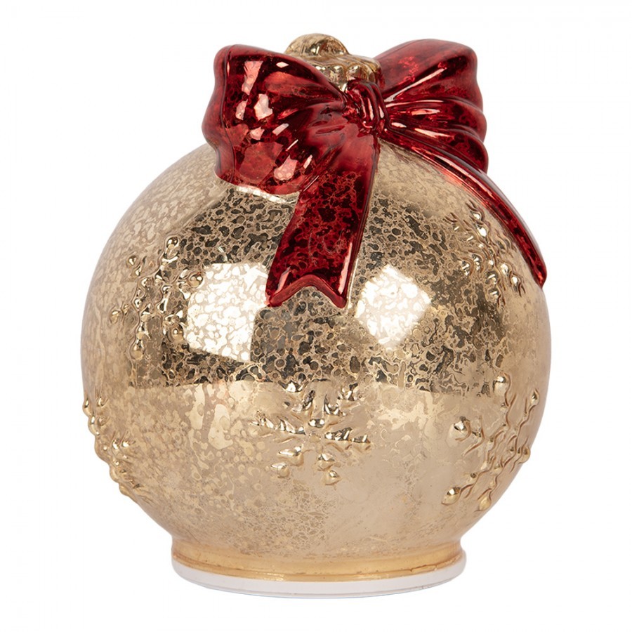 Christmas Decoration With LED Lighting Christmas Bauble ? 15x16 Cm Gold Colored Glass - ? 15*16 cm
