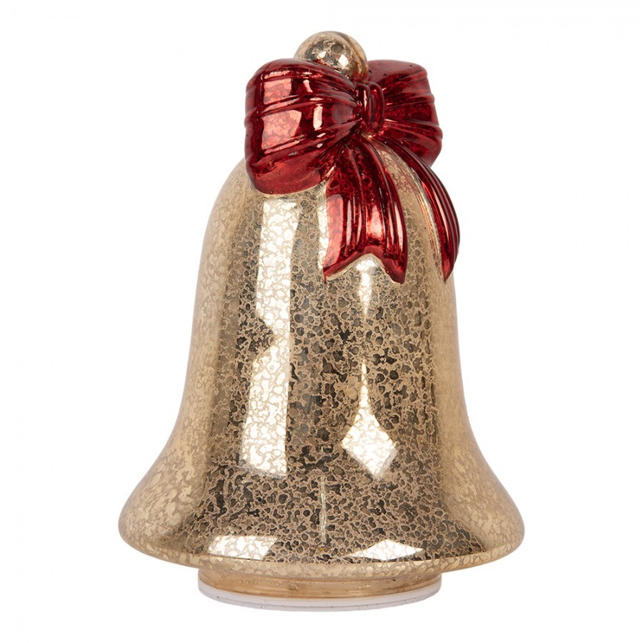Christmas Decoration With LED Lighting Bell ? 15x21 Cm Gold Colored Glass - ? 15*21 cm