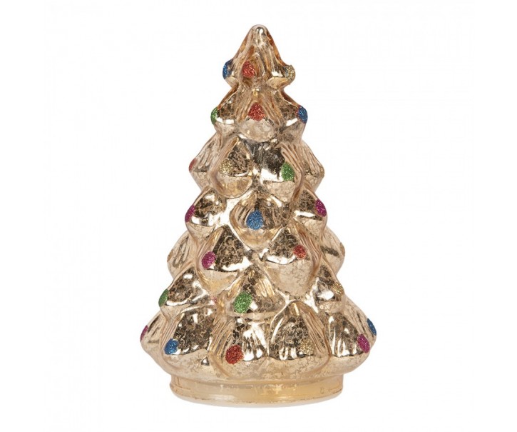 Christmas Decoration With LED Lighting Christmas Tree ? 12x18 Cm Silver Colored Glass - ? 12*18 cm Clayre & Eef