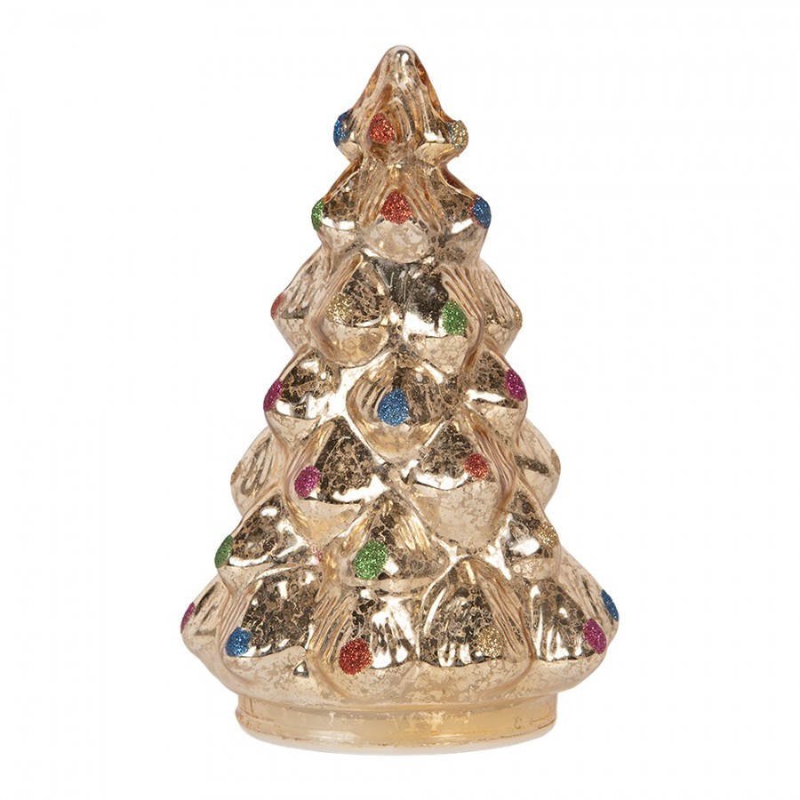 Christmas Decoration With LED Lighting Christmas Tree ? 12x18 Cm Silver Colored Glass - ? 12*18 cm