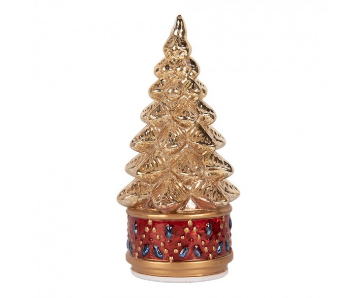 Christmas Decoration With LED Lighting Christmas Tree ? 12x27 Cm Gold Colored Glass - ? 12*27 cm Clayre & Eef