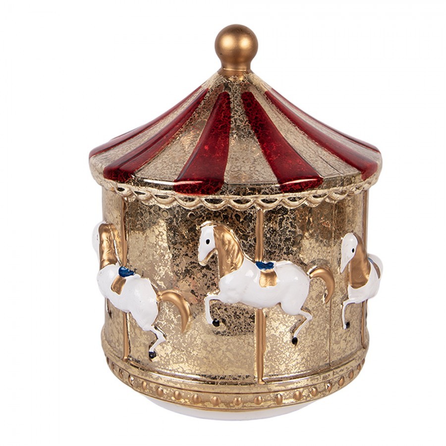 Zlatá svítící dekorace Christmas Carousel LED - Ø 15*17 cm / 3*AA