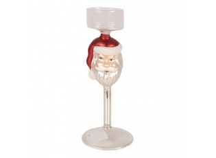 Skleněný svícen na čajovou svíčku Santa Claus - Ø 7*20 cm