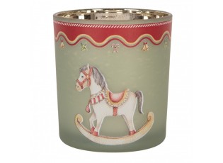 Skleněný svícen na čajovou svíčku houpací koník Rocking Horse - Ø 7*8 cm