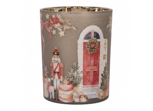 Skleněný svícen na čajovou svíčku Louskáček Nutcracker - Ø 10*13 cm