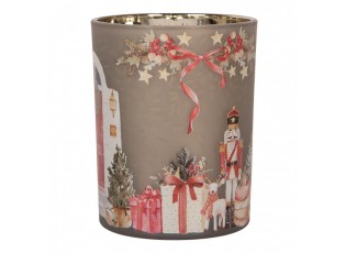 Skleněný svícen na čajovou svíčku Louskáček Nutcracker - Ø 10*13 cm