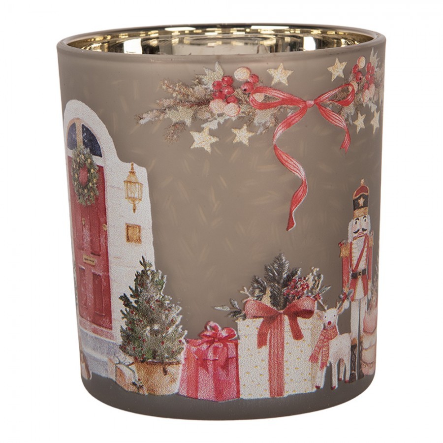 Skleněný svícen na čajovou svíčku Louskáček Nutcracker - Ø 7*8 cm