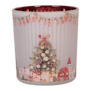 Skleněný svícen na čajovou svíčku stromek Christmas - Ø 7*8 cm