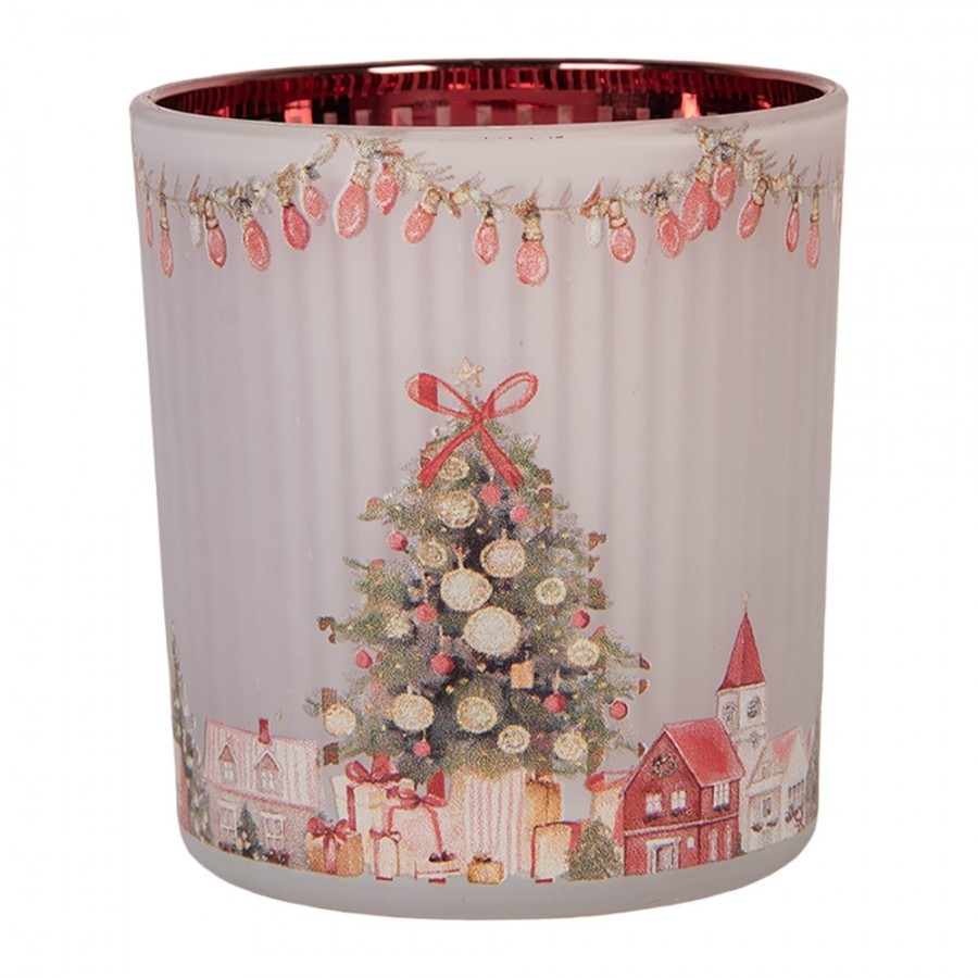 Skleněný svícen na čajovou svíčku stromek Christmas - Ø 7*8 cm