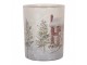 Skleněný svícen na čajovou svíčku Christmas House - Ø 10*13 cm Clayre & Eef