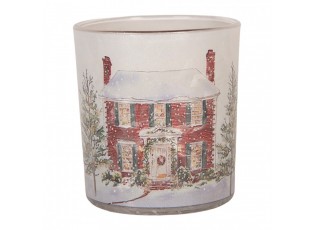 Skleněný svícen na čajovou svíčku Christmas House - Ø 7*8 cm