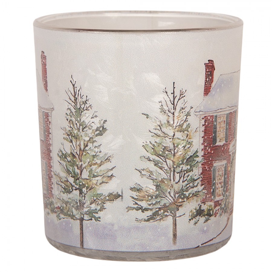Skleněný svícen na čajovou svíčku Christmas House - Ø 7*8 cm