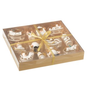 Set 12 ks závěsná vánoční dřevěná dekorace - 8*1*9 cm