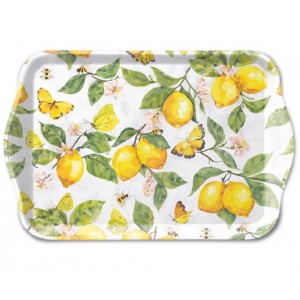 Bílý melaminový tácek s citróny Fresh Lemons - 13*21 cm