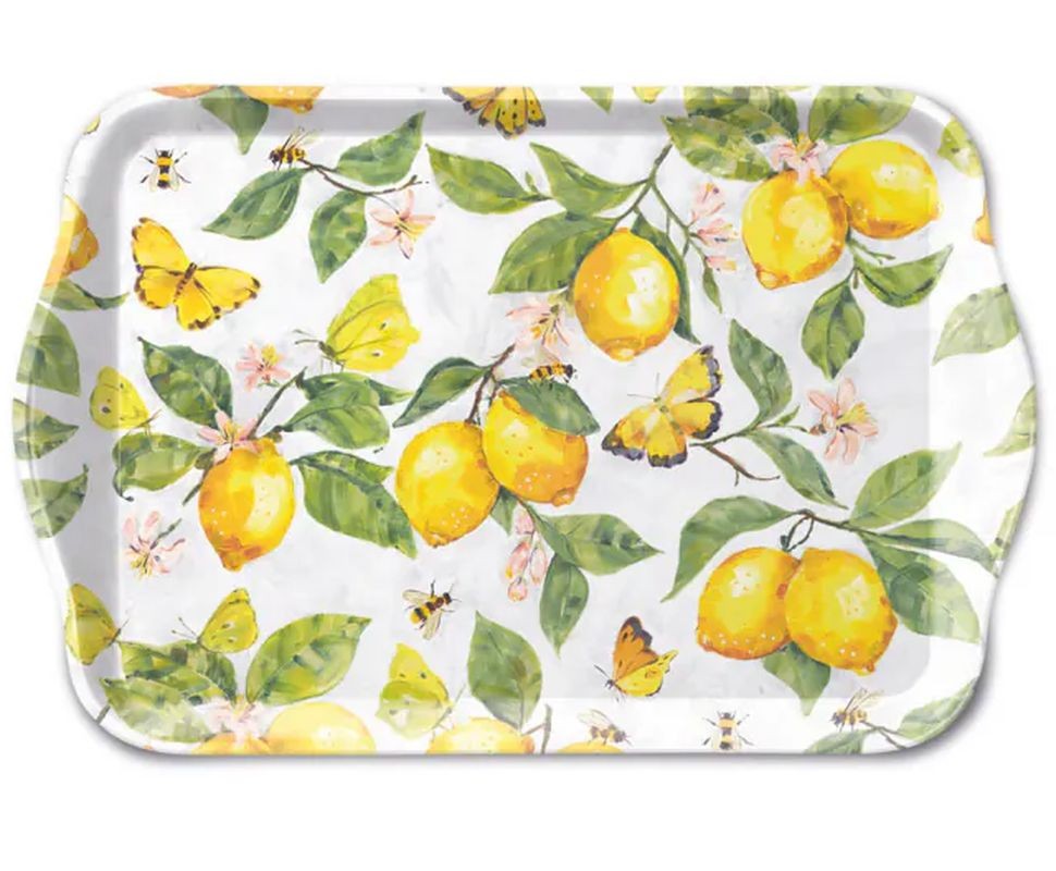 Bílý melaminový tácek s citróny Fresh Lemons - 13*21 cm