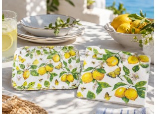 Bílé papírové ubrousky s citróny Fresh Lemons - 33*33 cm (20ks)