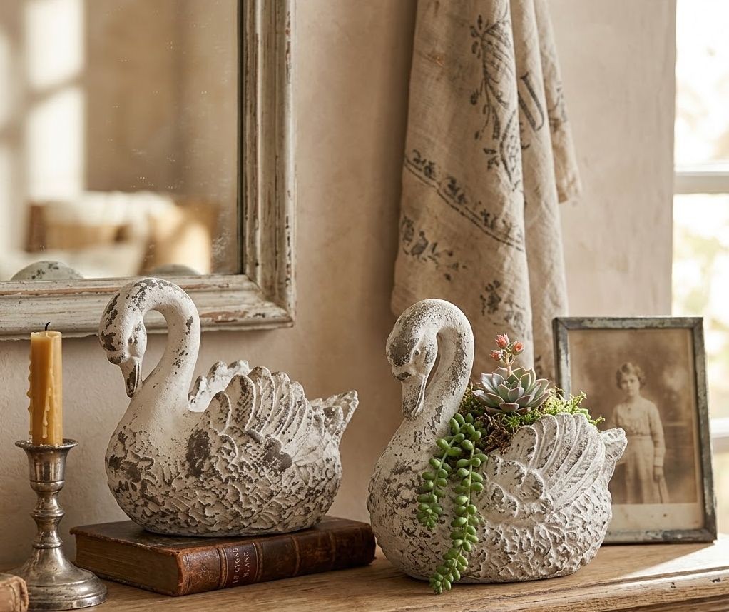 Dekorační figurka květináč ve tvaru labutě Swan - 18*11*17 cm