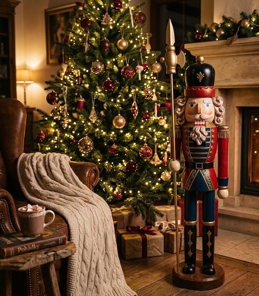 Velkoformátová dekorativní figurka Louskáček Nutcracker - 30*25*120 cm