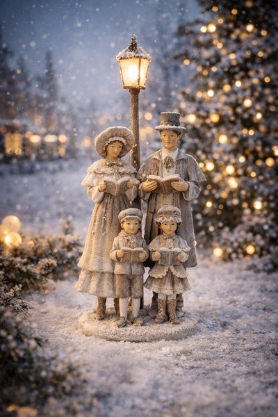 Béžová vánoční dekorace sbor Christmas Choir - 15*11*30 cm