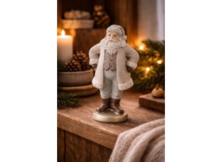 Christmas Decoration Figurine Santa Claus 8x6x15 Cm Grey Plastic - 8.0 cm