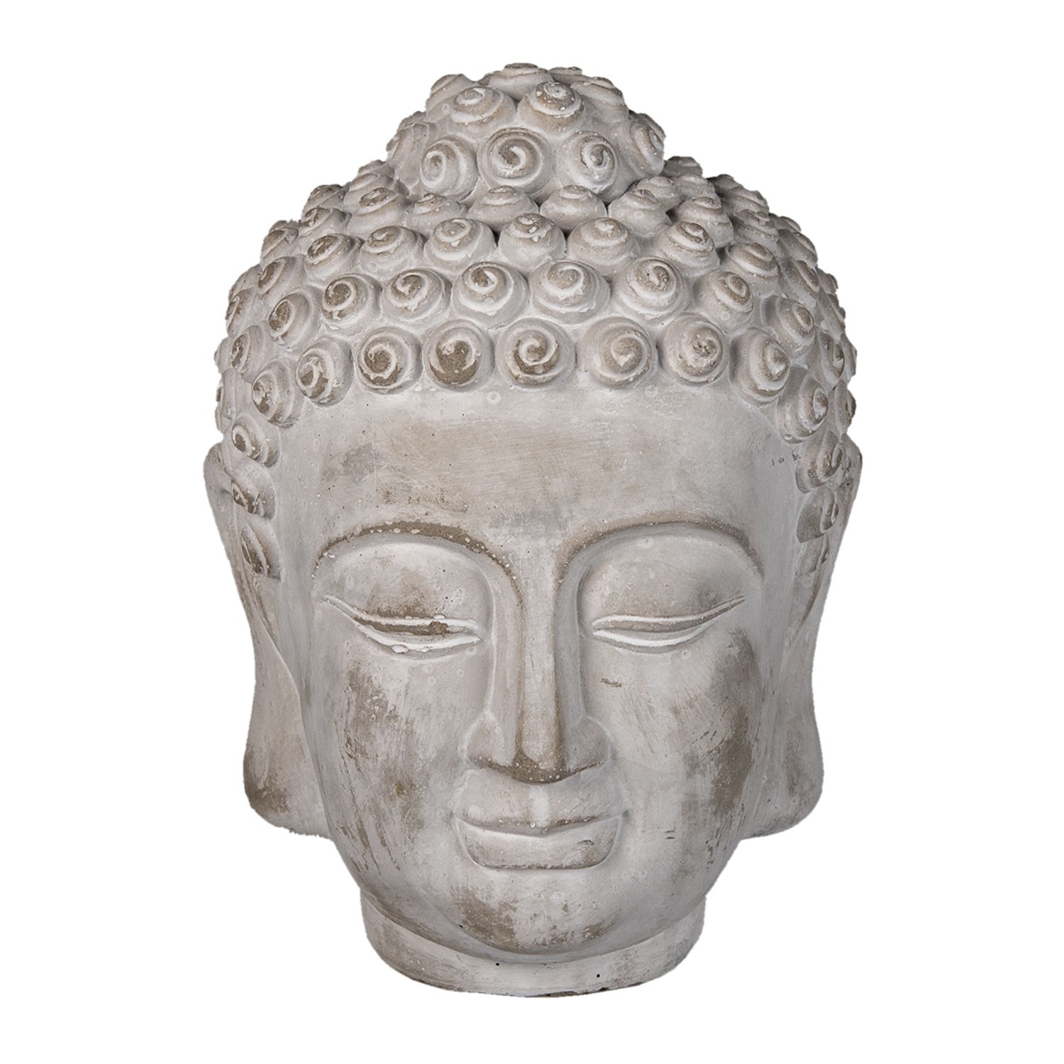 Dekorace šedá hlava Buddhy L antik - 17*17*24 cm
