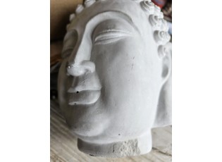 Dekorace šedá hlava Buddhy L antik - 17*17*24 cm