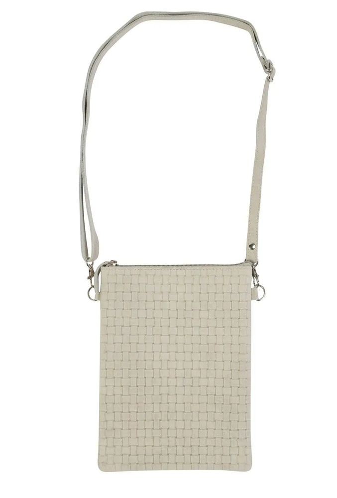 Béžová crossbody kabelka z hovězí kůže - 23*17*1cm