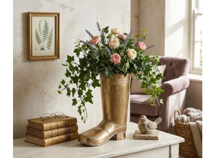 Dekorativní květináč ve tvaru boty – Zlatá antik elegance - 30*15*37 cm