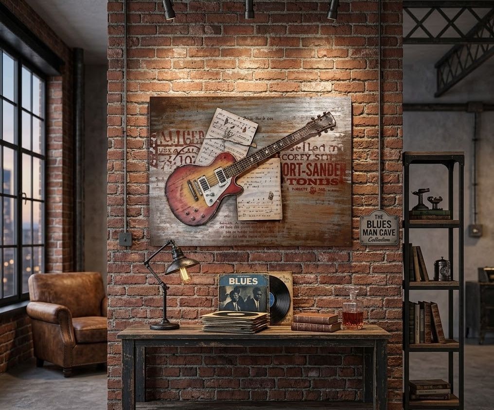 3D kovový obraz Metal Guitar - 100*5*75 cm