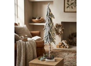 Elegantní zasněžený jehličnan na podstavci – Dotek zimní magie - Ø 15*80 cm
